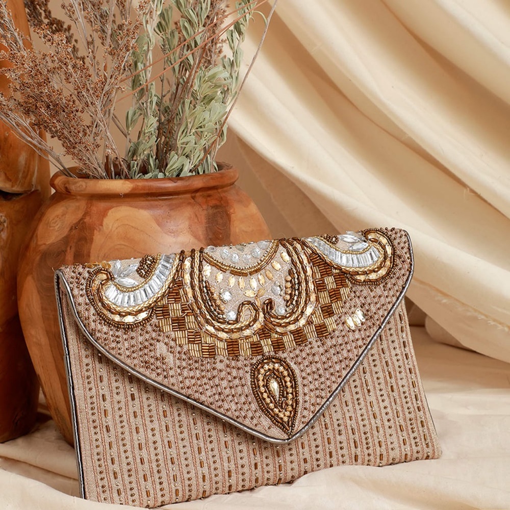 Constantinople Gold Beaded Clutch